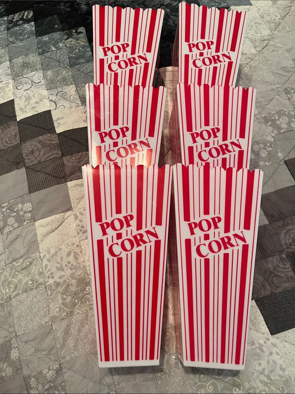 Classic Red & White Popcorn Boxes - Home Party Supplies Set of 6